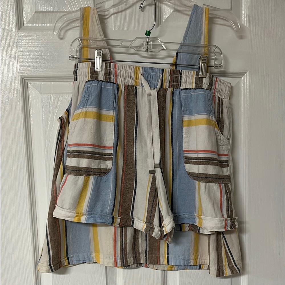 Striped Sleeveless Top and Shorts Set